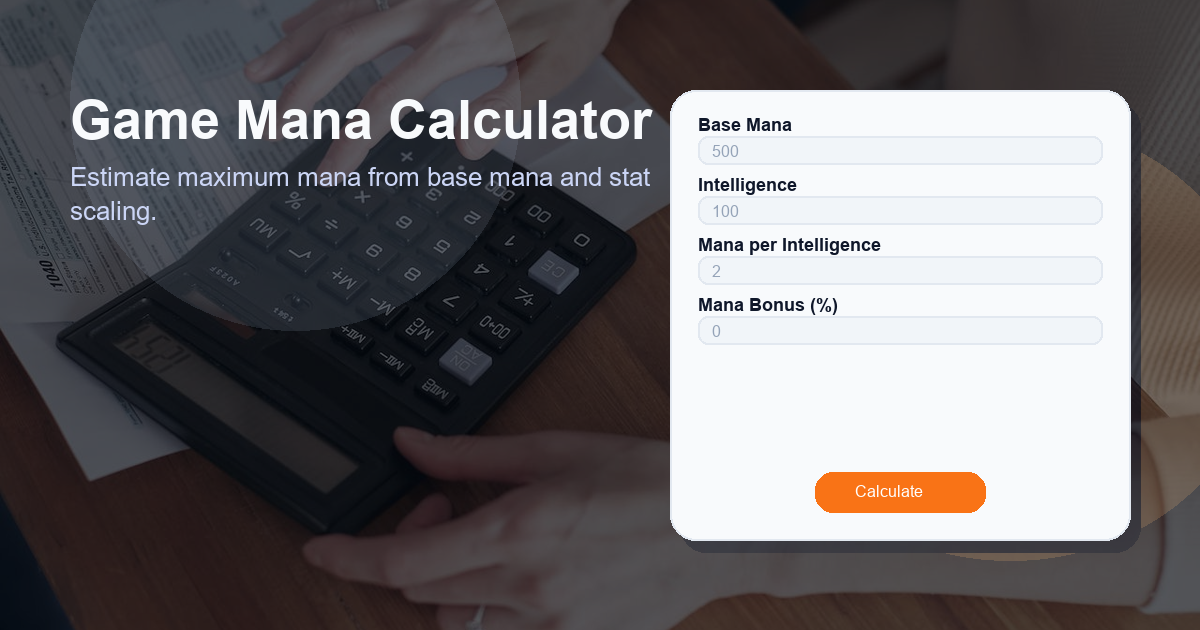 Estimate maximum mana from base mana and stat scaling.